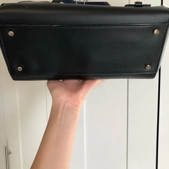 Kate Spade Black & Blue Top Handle Leather Tote Bag - Picture 8 of 16